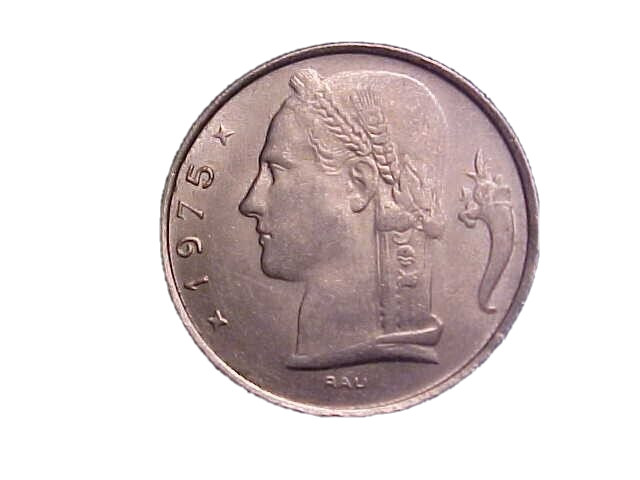 1975 Belgium 5 Francs KM# 135 - Very Nice High Grade Collector Coin!-c3398xux