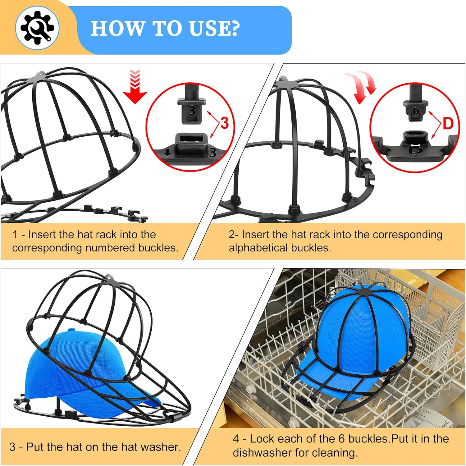 Eiito Hat Washer for Washing Machine - Cleaner for Baseball Caps, Say Goodbye to