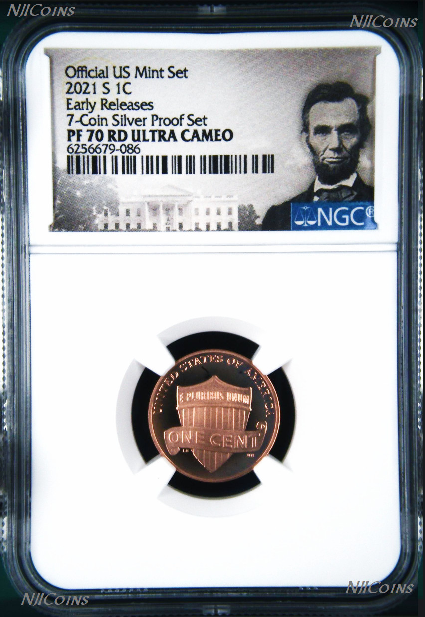 2021 S US Mint 7-Coin Silver Proof SET Version LINCOLN CENT Penny NGC PF70 RD ER