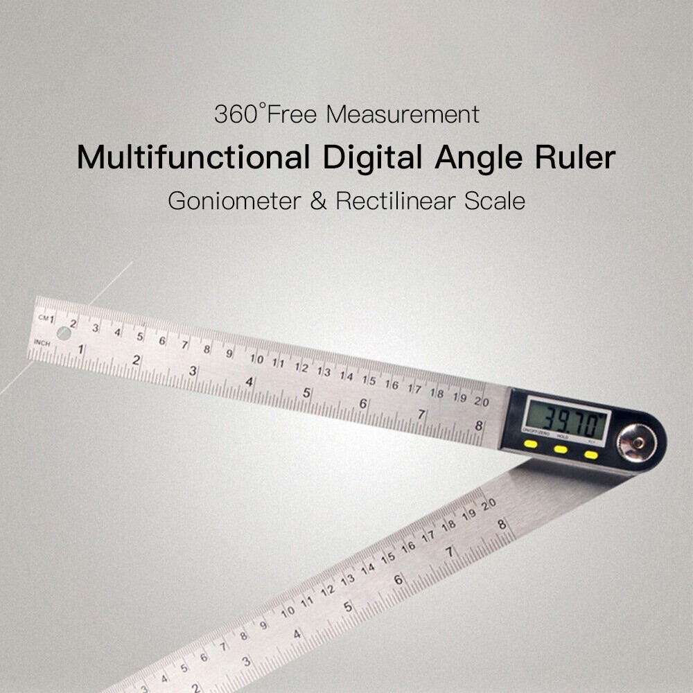 200mm 360° Stainless Steel Electronic Protractor Digital LCD Display Angle Ruler