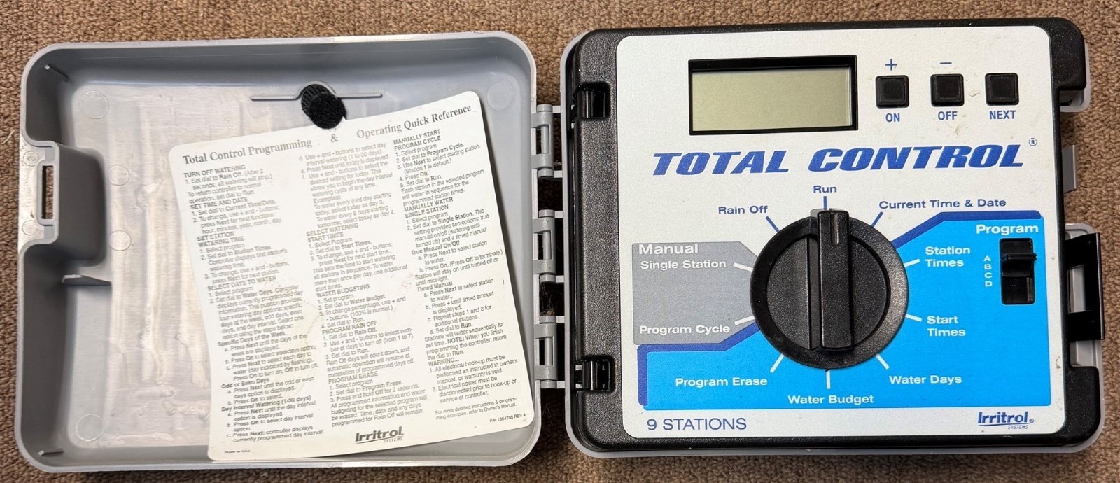 Irritrol Total Control 9-Stn Indoor Sprinkler Controller w/ Rain Bird WR2