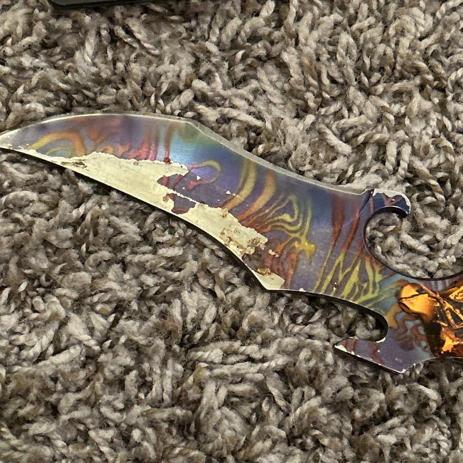 ORANGE CAMO Fixed RAINBOW Blade Karambit Neck Knife