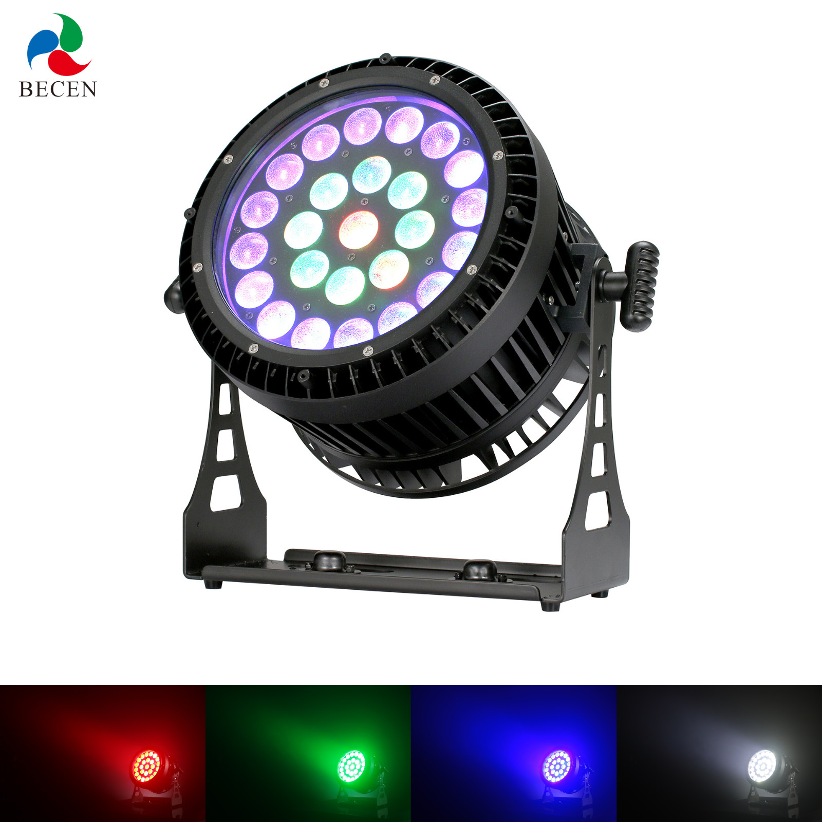IP65 Waterproof 4-in-1 LED Par Can Lights 25x12W RGBW 10-55° Zoom Outdoor Stage