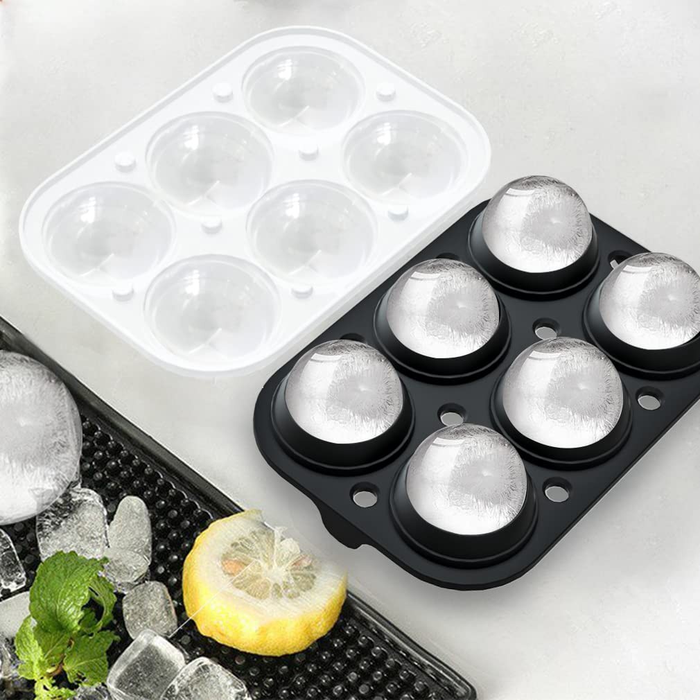 Ice Cube Trays Set of 2, Sphere Ice Ball Maker with Lid & Large Square Ice Cu...