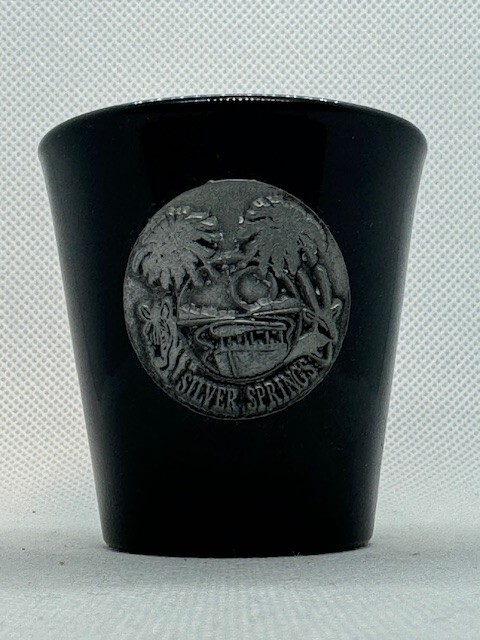 Silver Springs Black Shot Glass Pewter Emblem