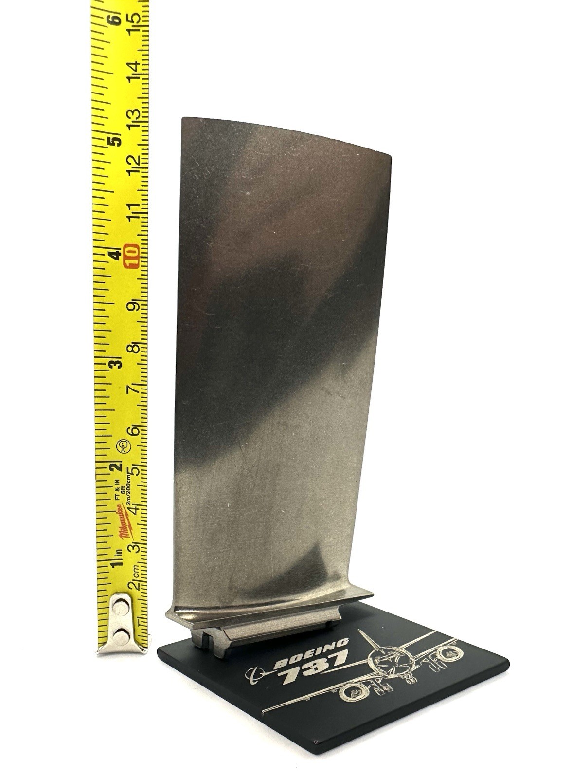 Boeing 737 Titanium Jet Engine Blade.  Airline Pilot Gift Flight Sim Model