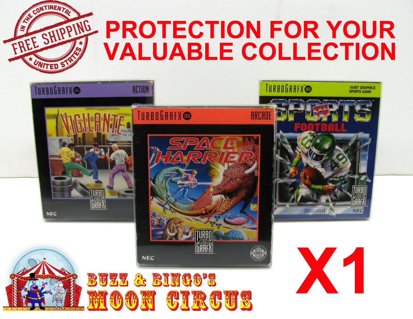 1X TURBOGRAFX 16 CIB GAME - CLEAR PROTECTIVE BOX PROTECTORS SLEEVE CASE