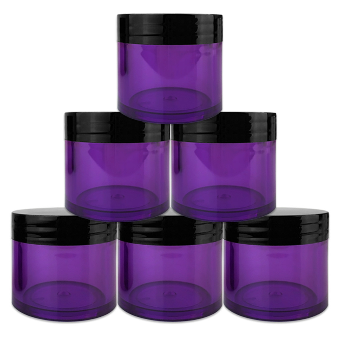 Beauticom® (6 PCS) 30G/30ML High Quality Purple Plastic Jars with Black Lids