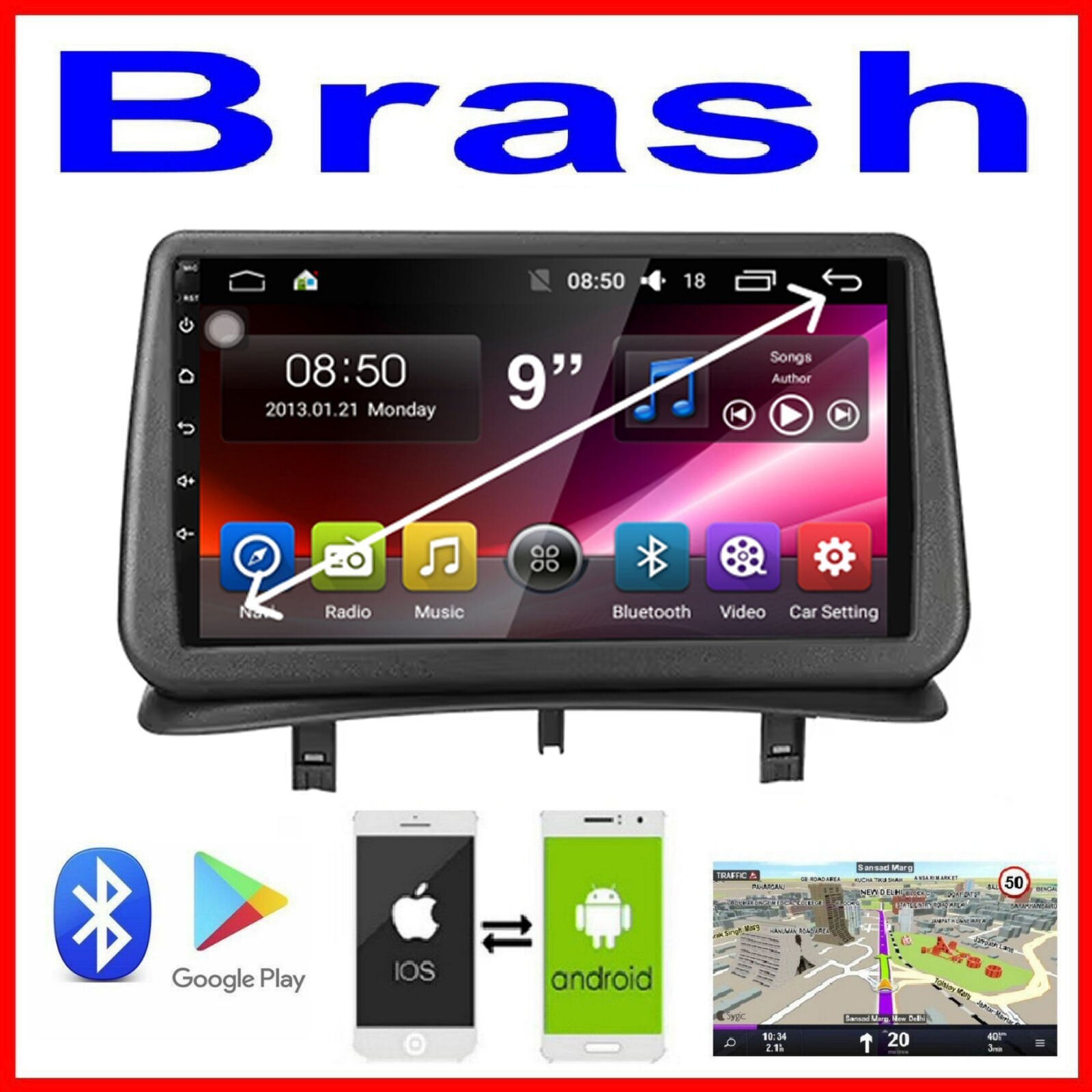 RENAULT CLIO 2008-2009 GPS APPLE CARPLAY ANDROID AUTO ODB DAB+ TPMS DVR CAMERA