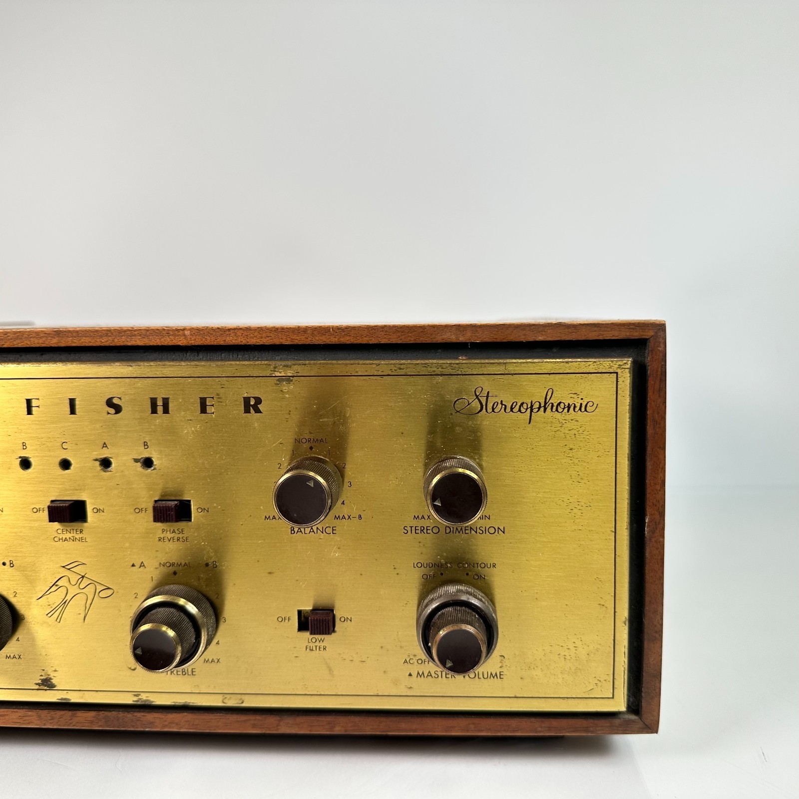 Vintage Original The Fisher Stereo Master Control Amplifier X-202 Wood Cabinet