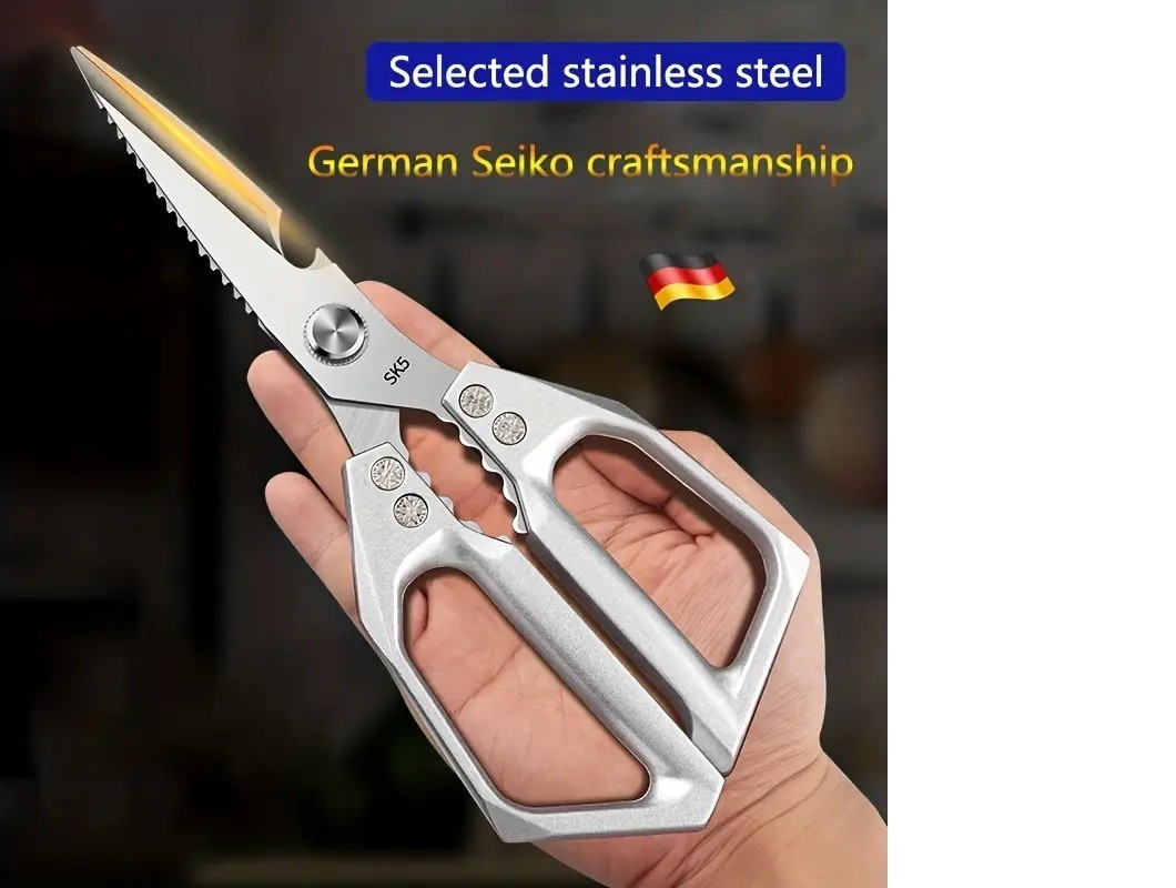 Professional Stainless Steel Kitchen Scissors - Ultra Sharp and Strong - T027