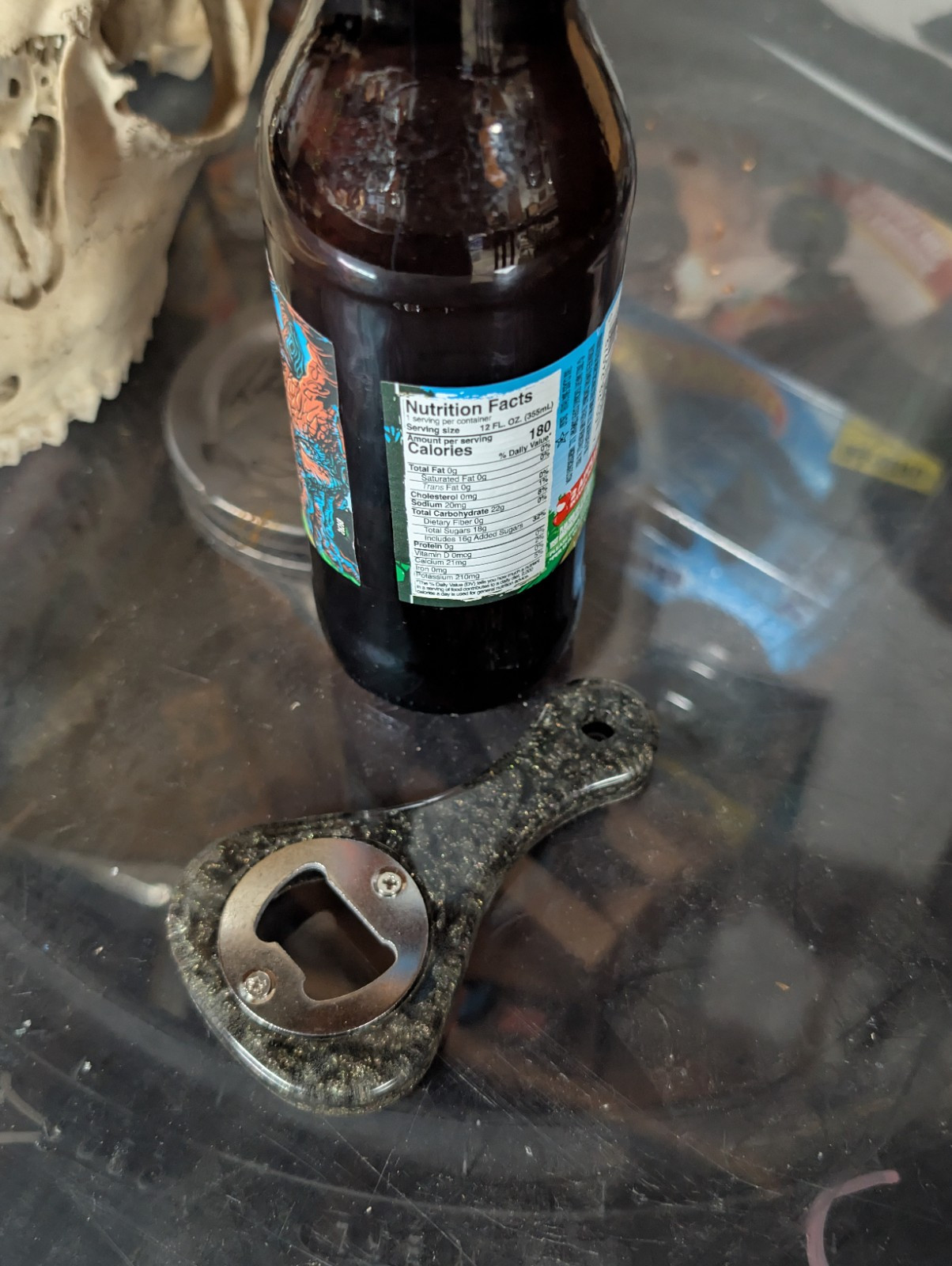 Hand Crafted Acrylic Resin Bottle Opener Clear And Black Unique Design