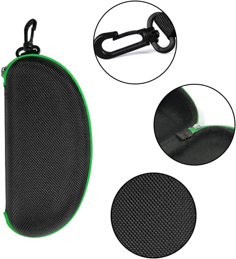 3 Pack Zipper Shell Eyeglasses and Sunglasses Case with Plastic Carabiner Hook