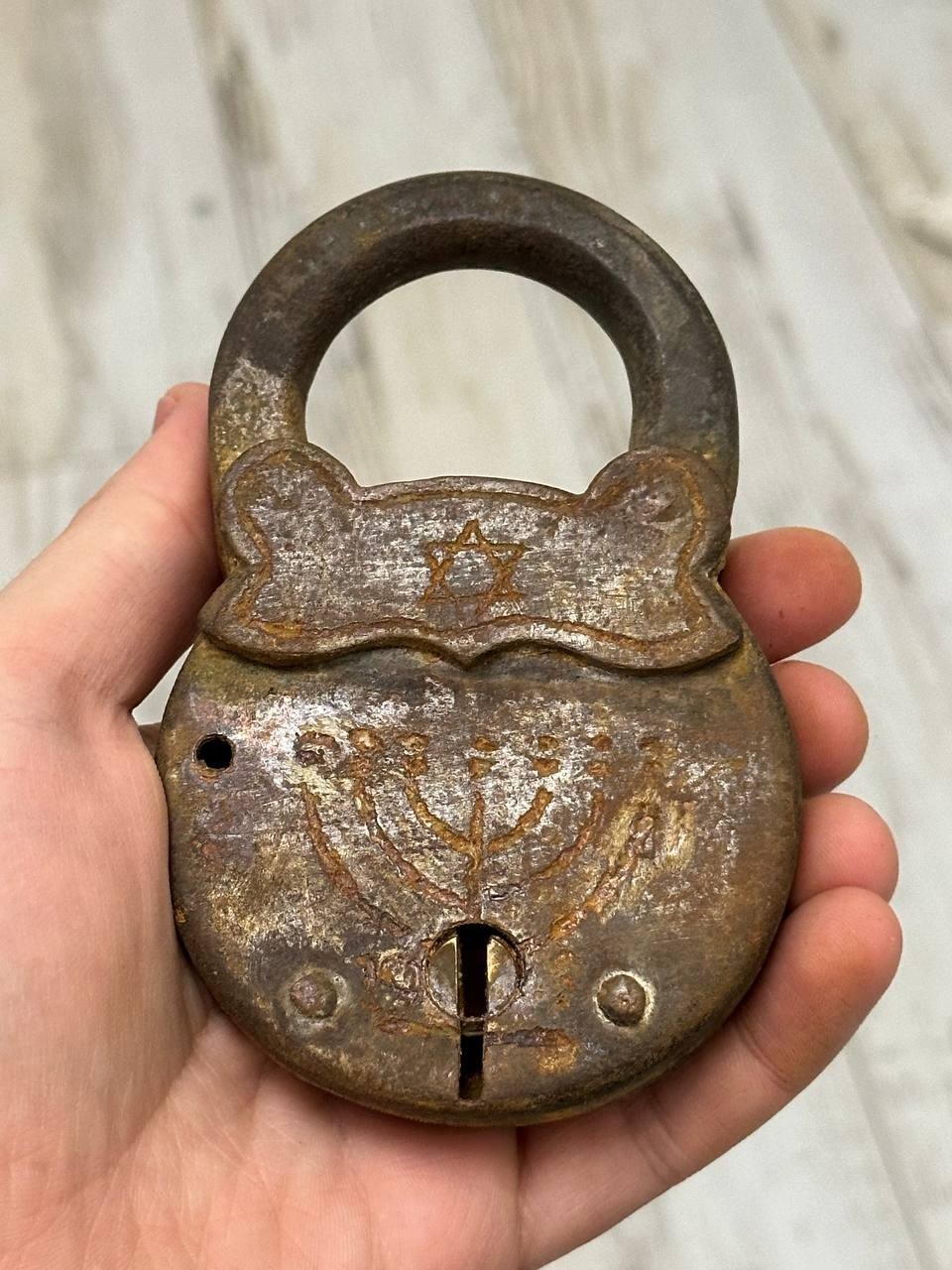 Padlock Hanuka Judaica David star Menorah 20th century