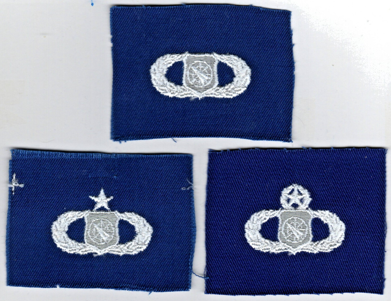 Vintage USAF patch - Set of 3 White/Blue Cloth Weapons Controller Badges