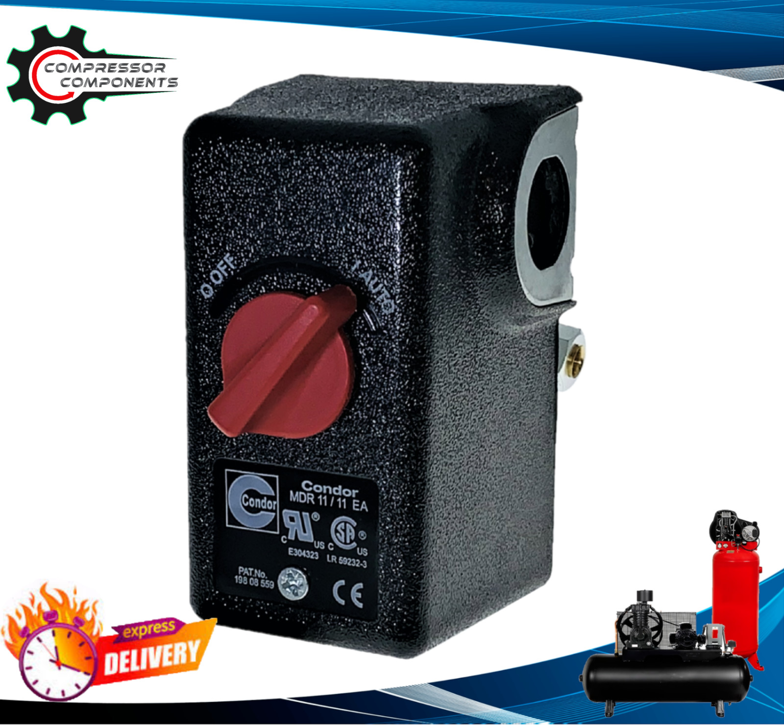 Condor 11KC2E Heavy Duty Air Compressor Pressure Switch 140-175 PSI Brand New