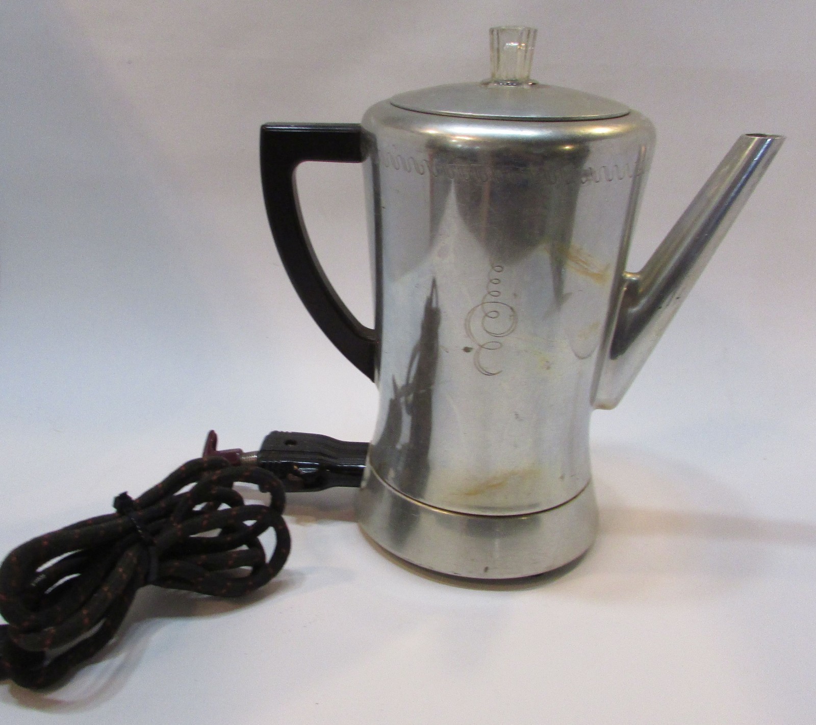 Vintage West Bend Flavo-Matic 8 Cup Etched Coffee Percolator 3278E Tested Works