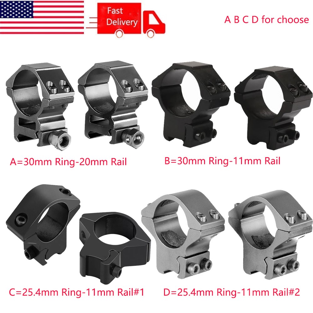 Pair 1" 25.4mm/30mm Ring Scope Low Profile Mount for 11mm/20mm Rail Hunting US