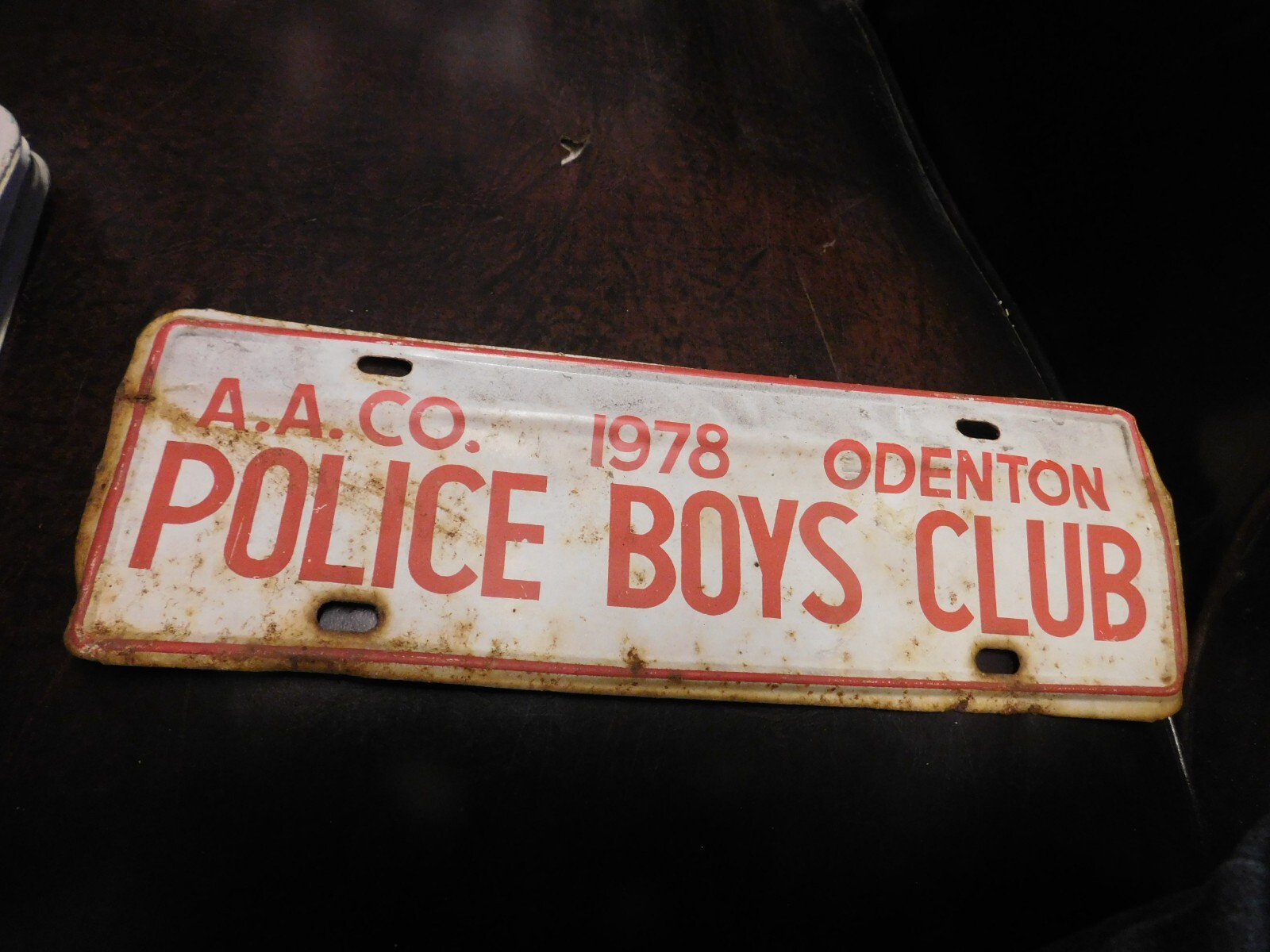 License Plate Topper Sign Maryland Police Boys Club  Anne Arundel Odenton 1978