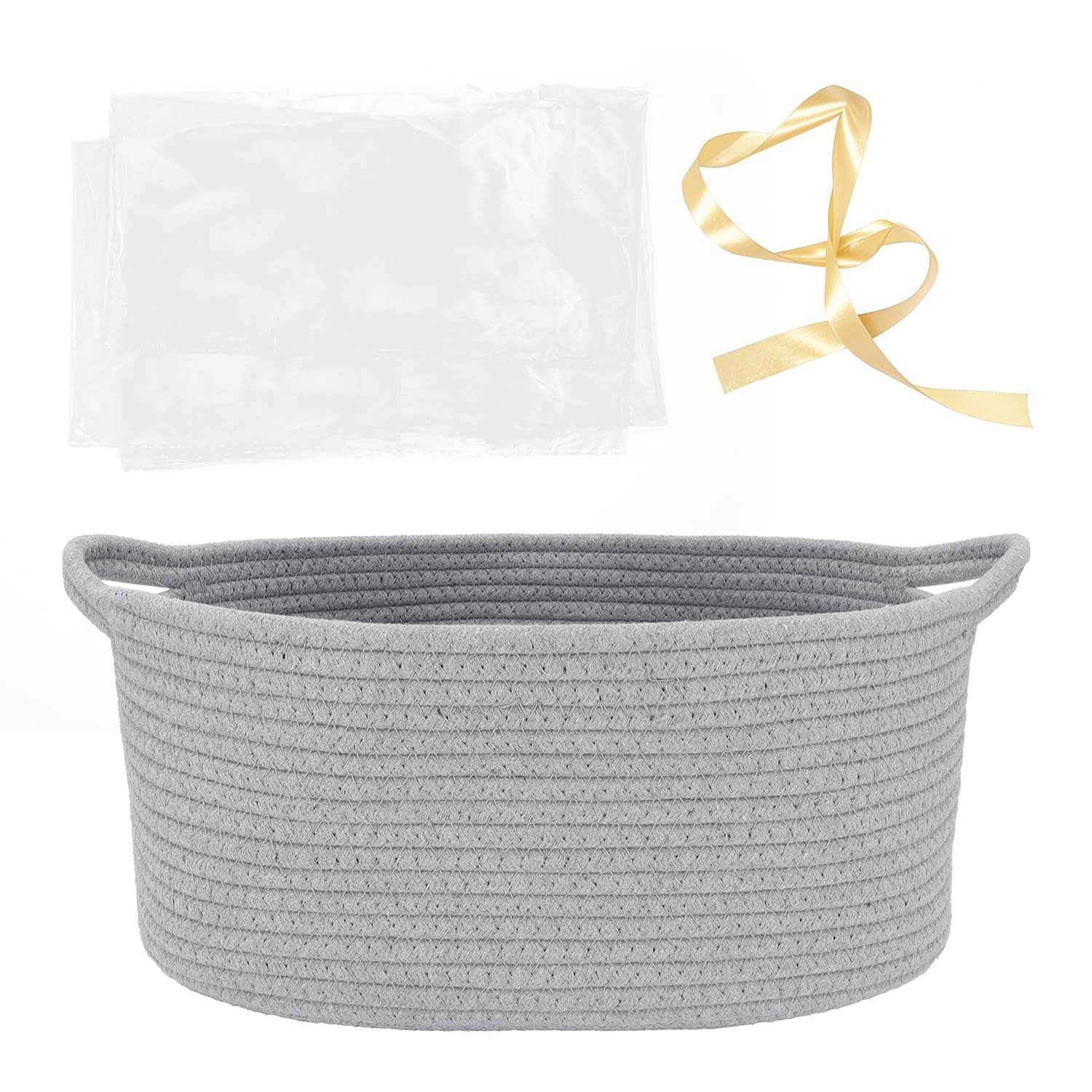 Woven Basket with Gift Bags and Ribbons, 14"X 10" X 6" Gift Storage Organizer...