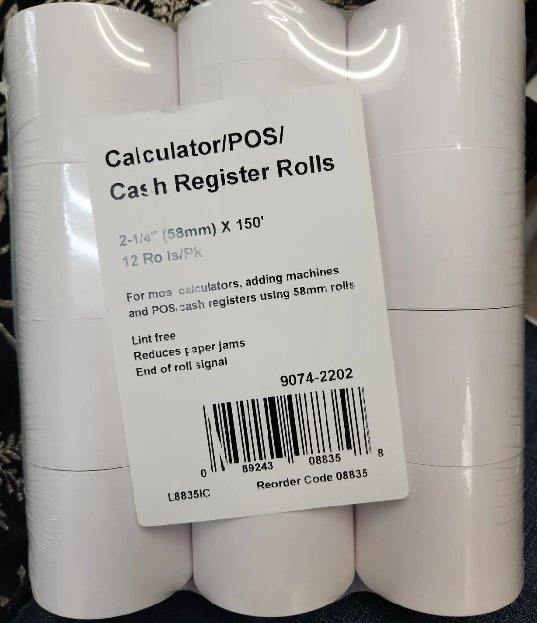 2 1/4" x 150' Traditional Cash Register/POS /Calculator Paper Roll Tape 12 rolls