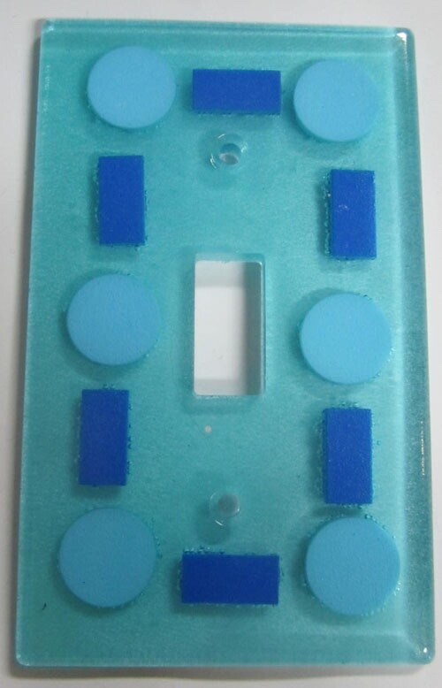 LEGO filled Resin Single Light Plate - Blue w/Dots and Rectangles - (1 Piece)