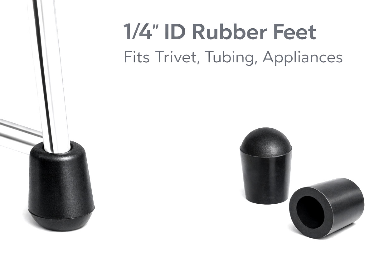 1/4" ID Rubber Feet for Trivets, Small Appliances & Furniture Legs – Push On Cap