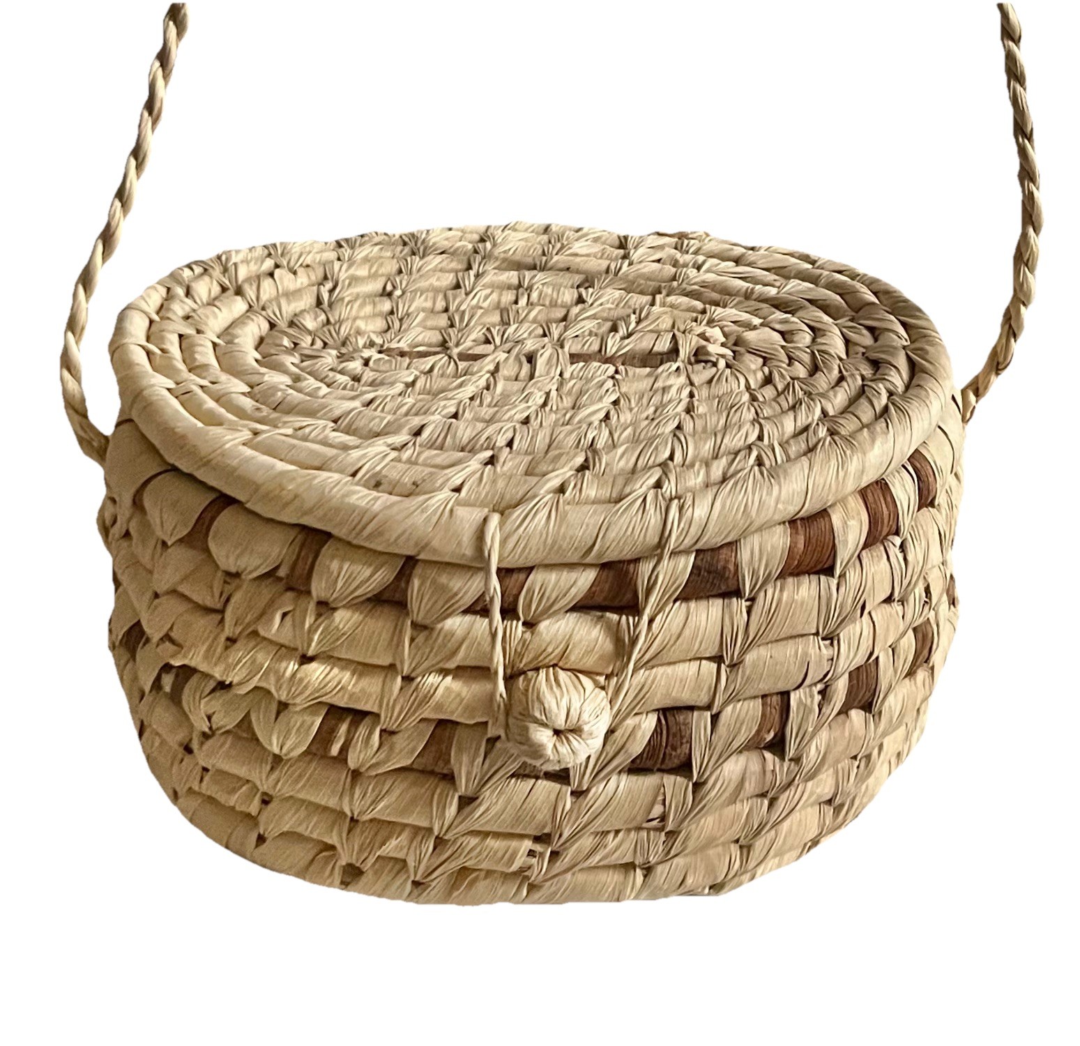 Hanging Basket With Lid 5” Wide 4” Long 3” Tall Hand Made Notch Closure Multiuse