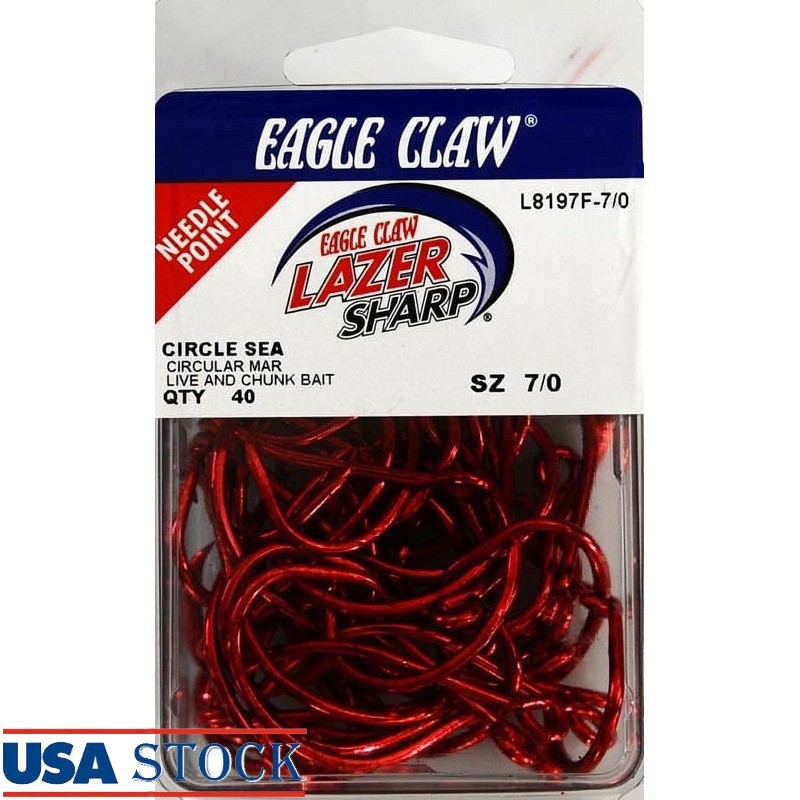 Lazer Sharp Circle Offset Hooks 7/0 40 Pack Fishing Hooks Freshwater Saltwater
