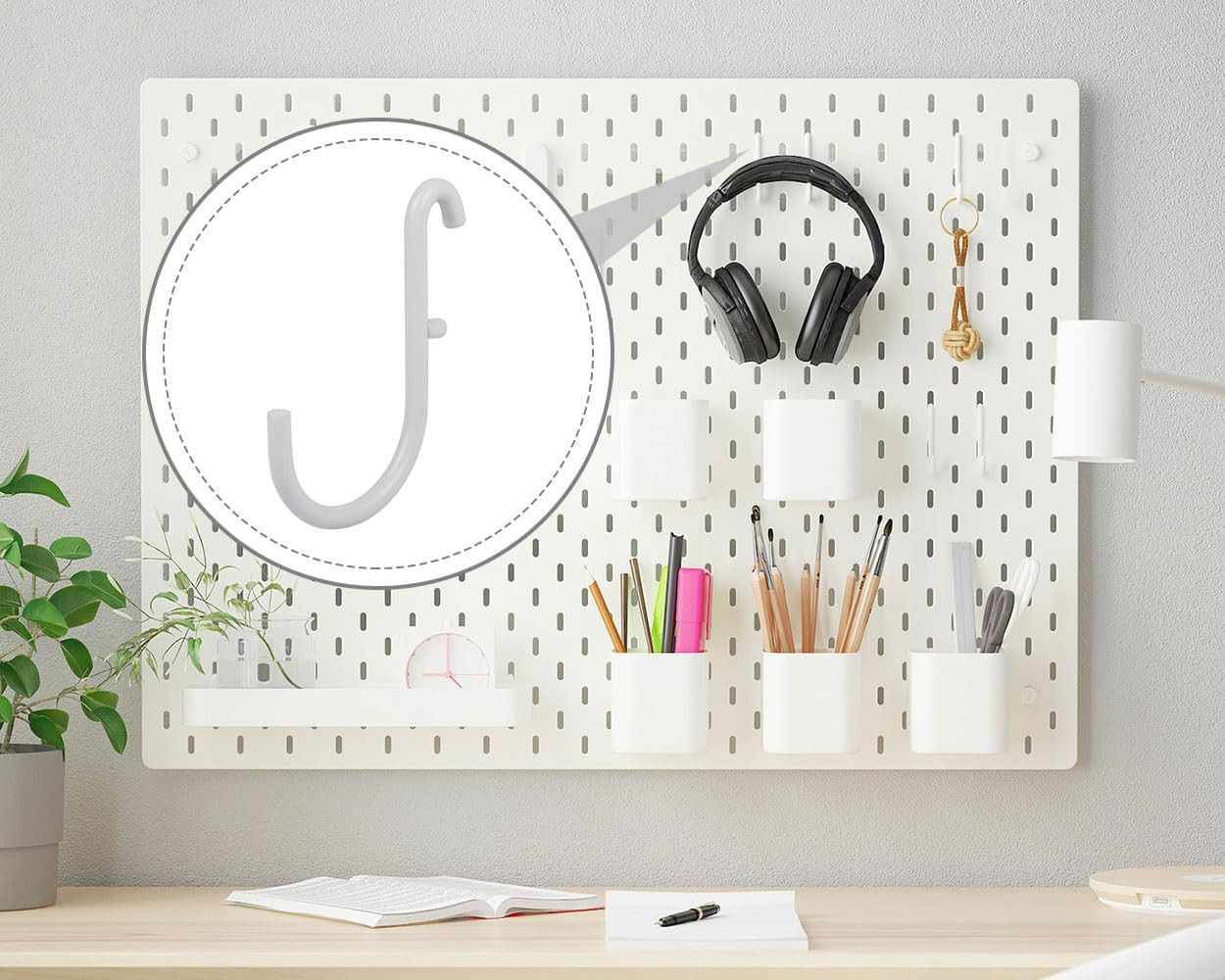 Pegboard Hooks Compatible with IKEA Skadis Pegboard 12 Pack Accessories (Include