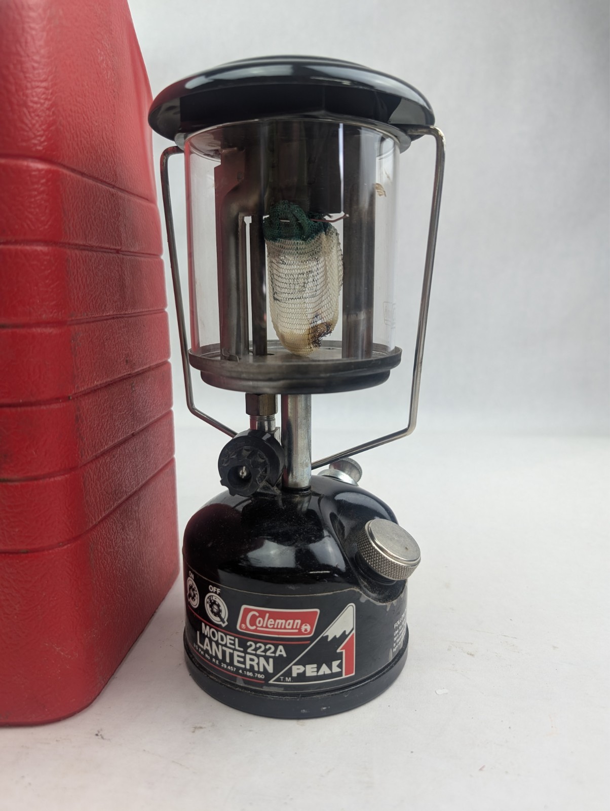 Vintage Coleman Lantern 222A Peak Back Pack Style with Hard Case Made Canada