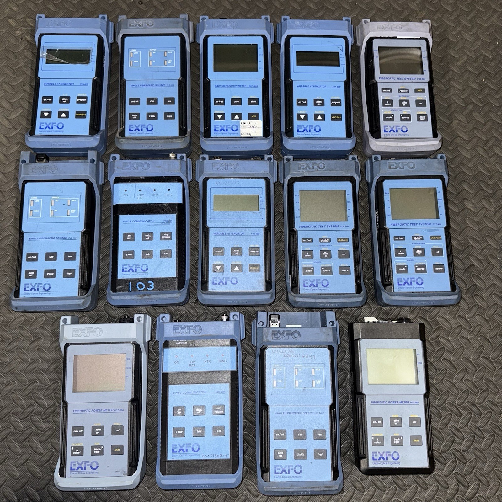 Lot Of 14 EXFO BRT-320A FLS-110 FVA-60B VCS-20A FOT-910 FOT-90A Fiber Meters