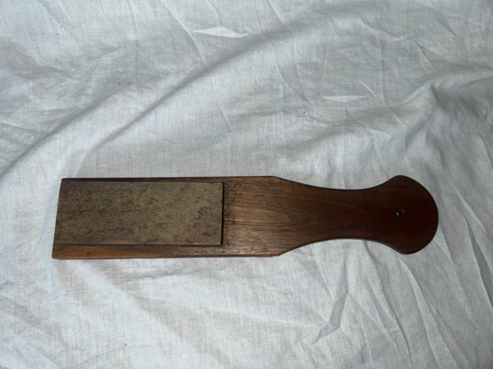 VTG Two Sided Wood Paddle Arkansas Knife Oilstone Washita Stone Leather Strop