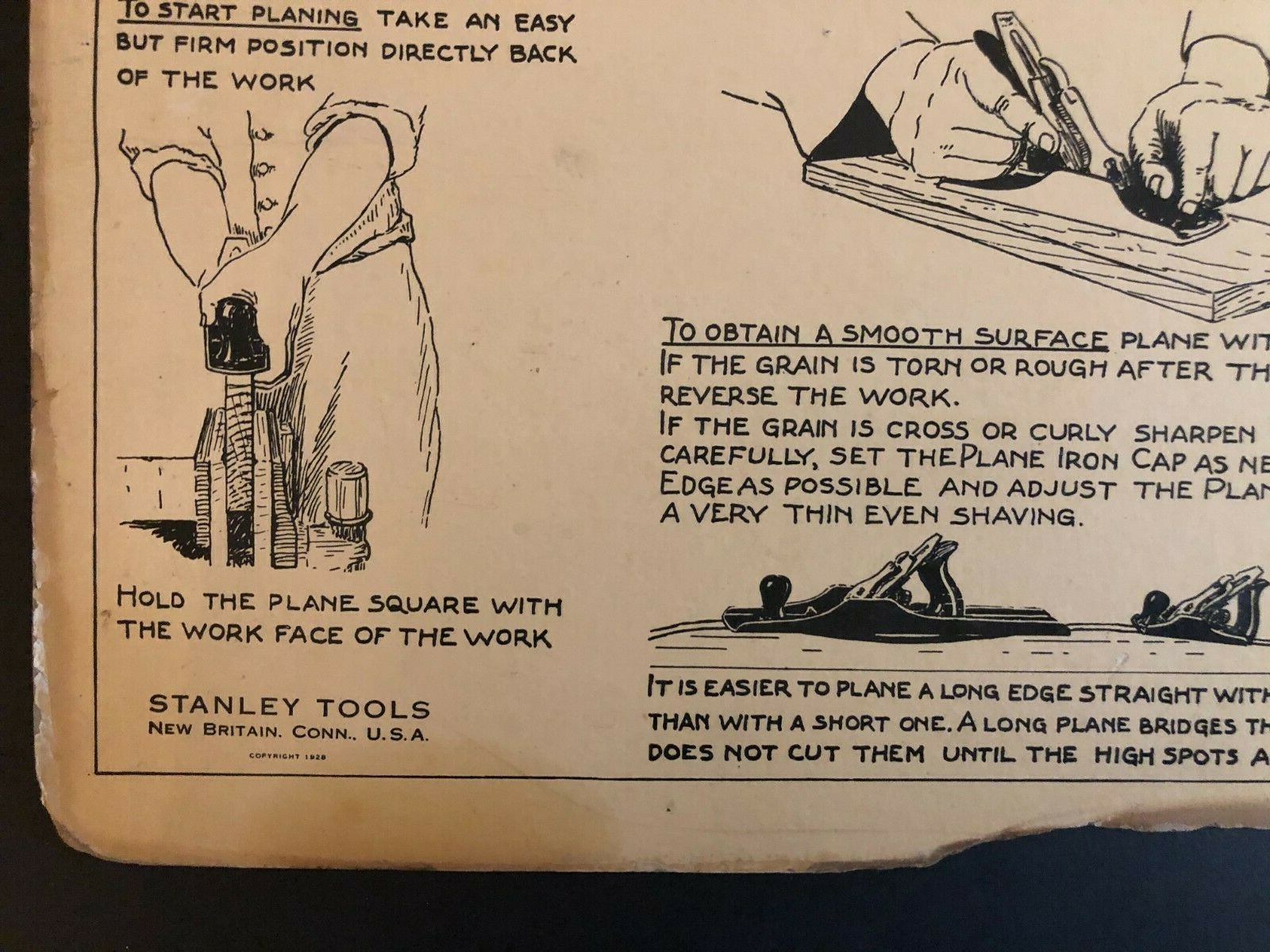 Vintage 1928 Stanley Tools Double Sided Pressboard Instructional Chart (13 / 14)