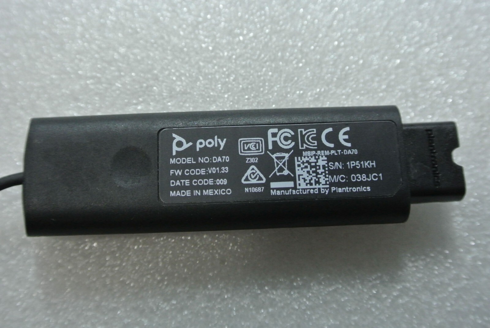 Poly / Plantronics DA70 USB Audio Processor USB to QD Adapter Cable 201851-02
