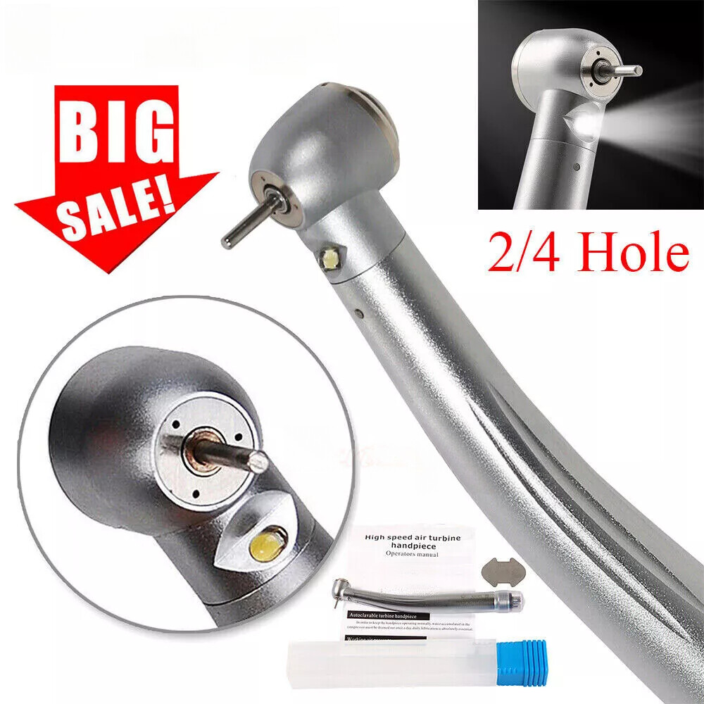 Dental Fiber Optic E-generator LED High Speed Handpiece Push Turbine 4 HOLES