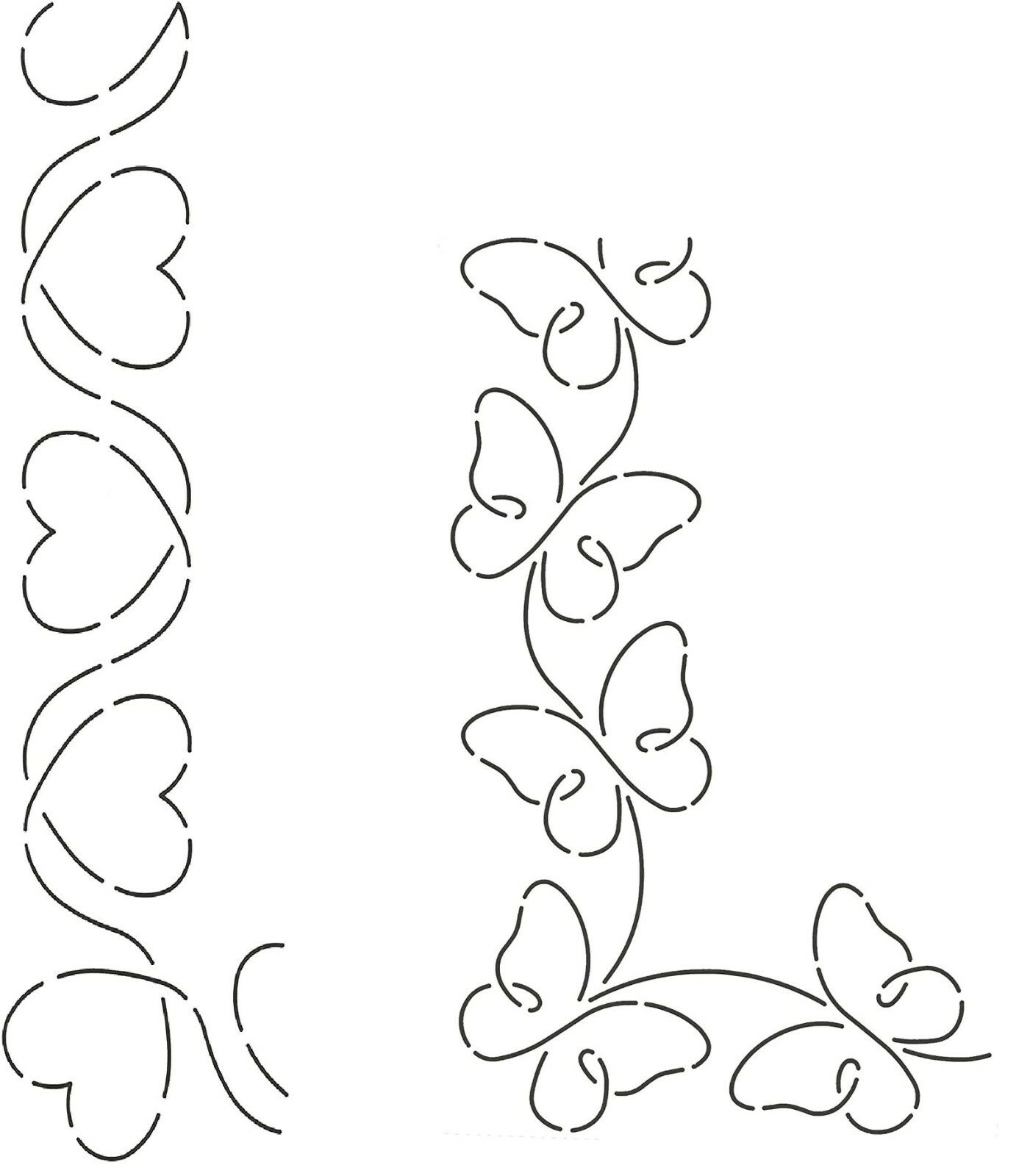 2 Quilting Stencils Heart & Butterfly Border Quilt Patterns Corner Templates Set