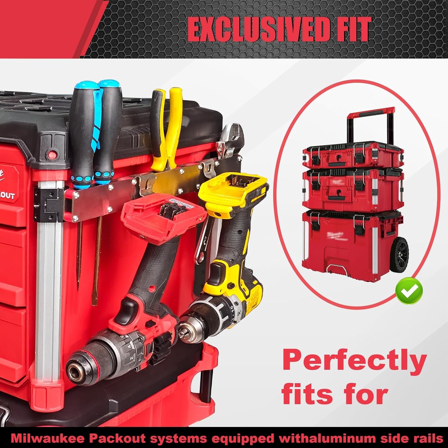 Power Drill Holder Fits for Milwaukee Packout Toolbox,Tape Measure Tool holder