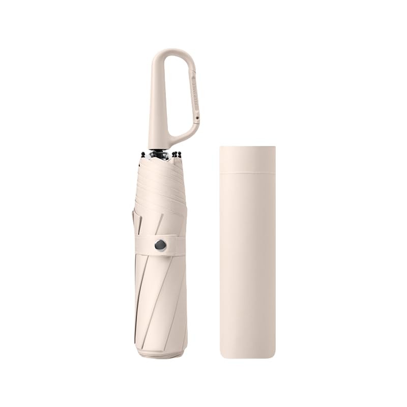 erised's bifrost Compact Folding Umbrella Carabiner Handle 40inch, Off-White