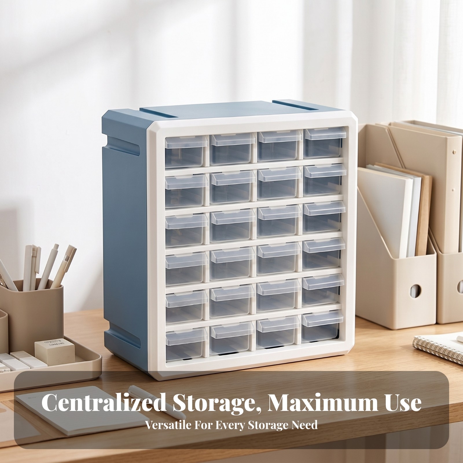 24-Compartment Drawer Cabinet Compact Tabletop Parts Organizer
