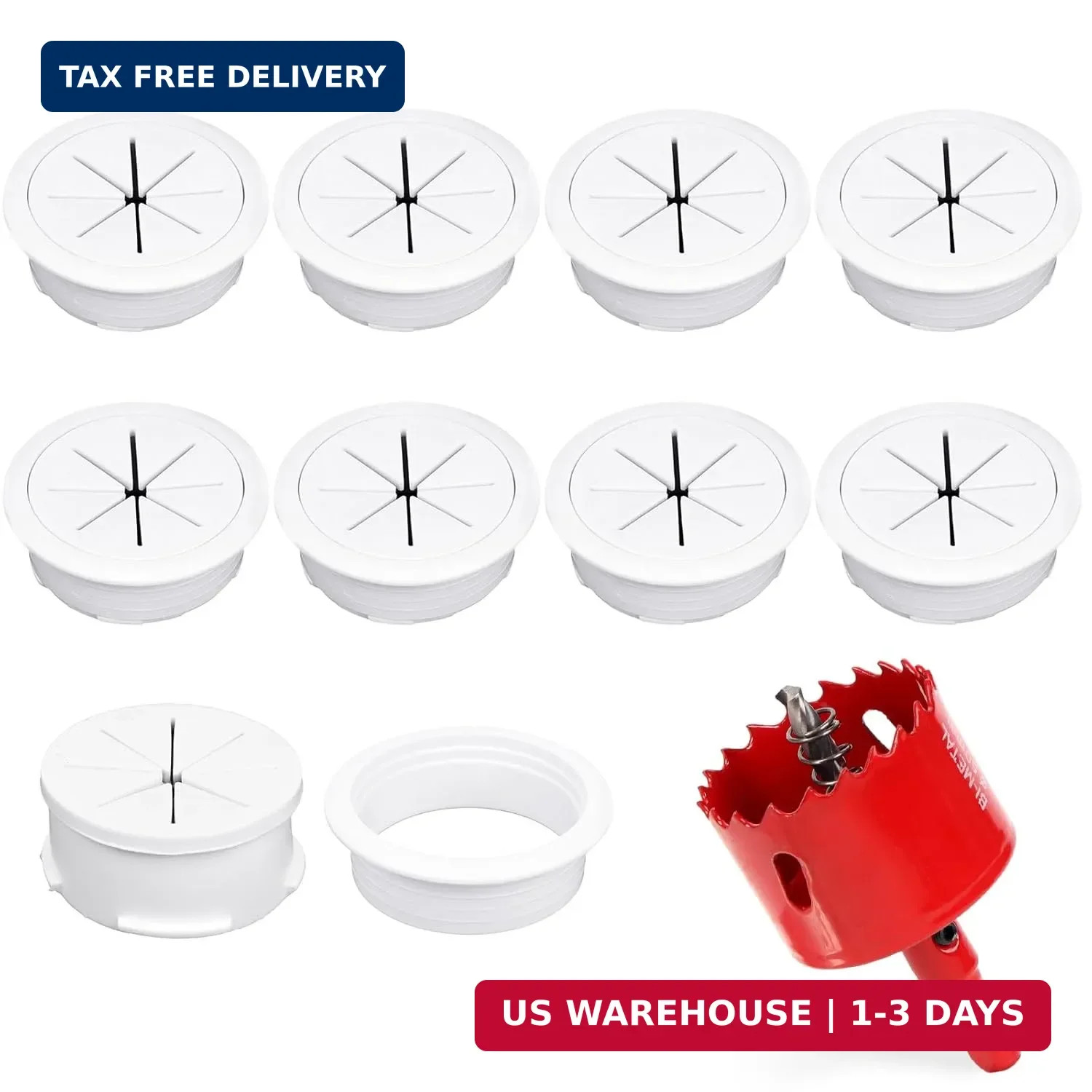 8 Pcs White Desk Grommet, 2 Inch Desk Hole Cover for Cables, Grommet Cover with