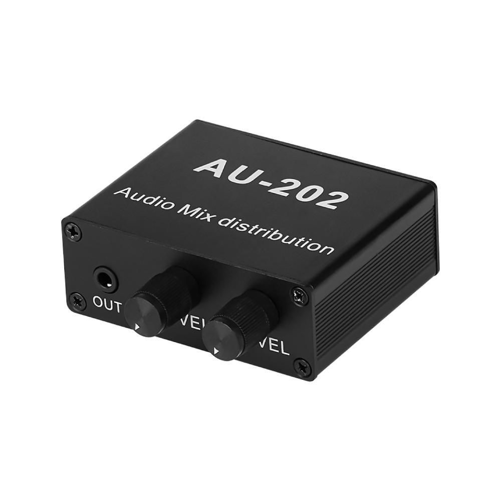 DC5-19V 2 Inputs 2 Outputs Stereo Audio Mixer Distributor for Headphone