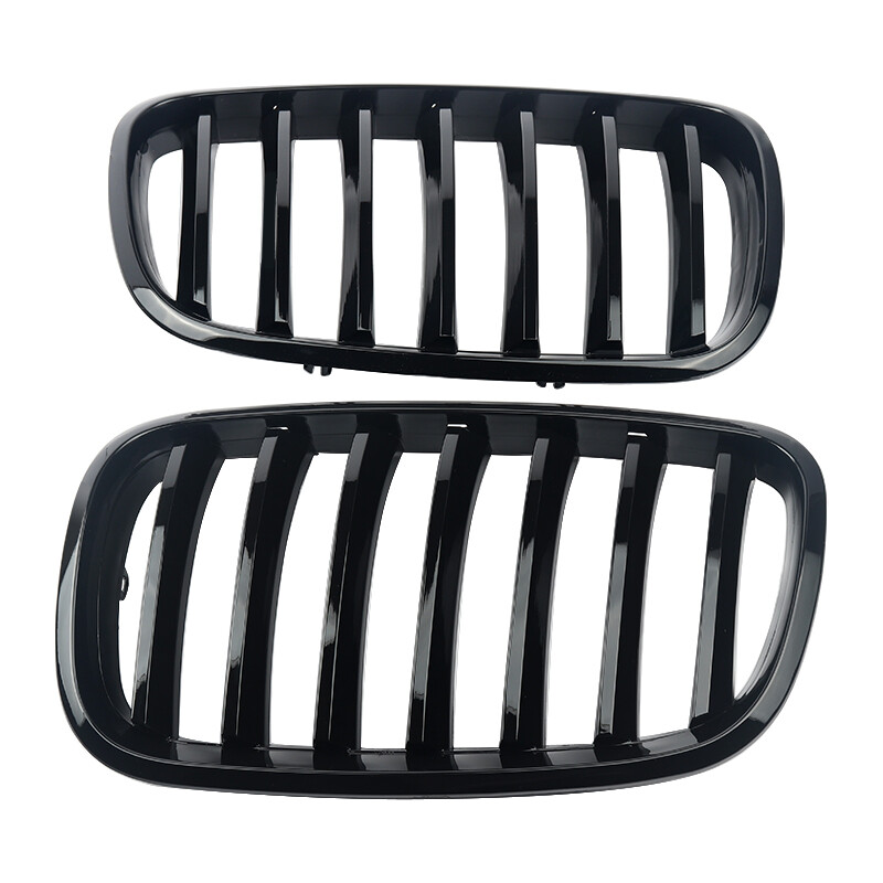Pair Front Gloss Black Kidney Grille Grill For BMW X5 E70 X5M X6 E71 E72 2007-13