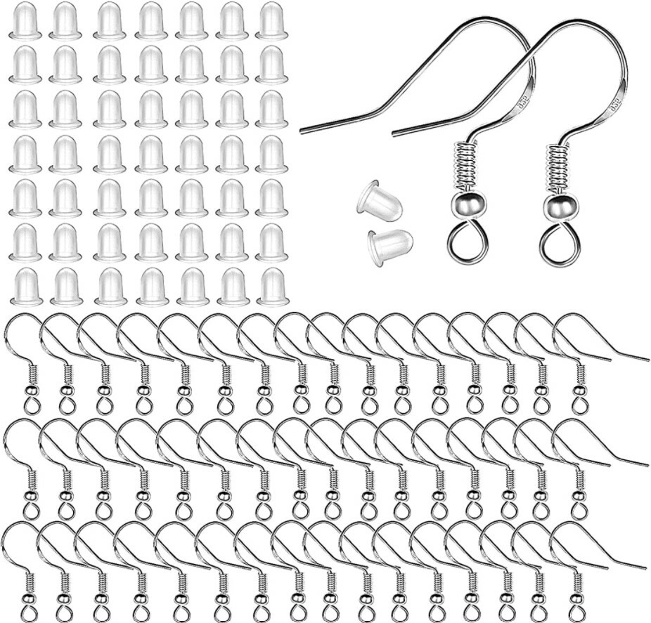 925 Sterling Silver Earring Hooks For Jewelry Making Supplies Kit 120Pcs&60pairs