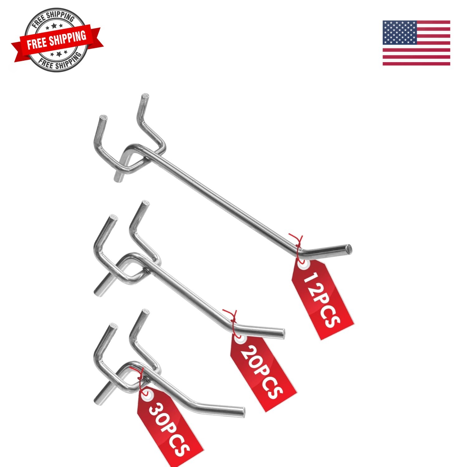 Pegboard Hooks Accessories - 62pcs 2/4/6 Inch Metal Peg Board Tool Hangers, F...