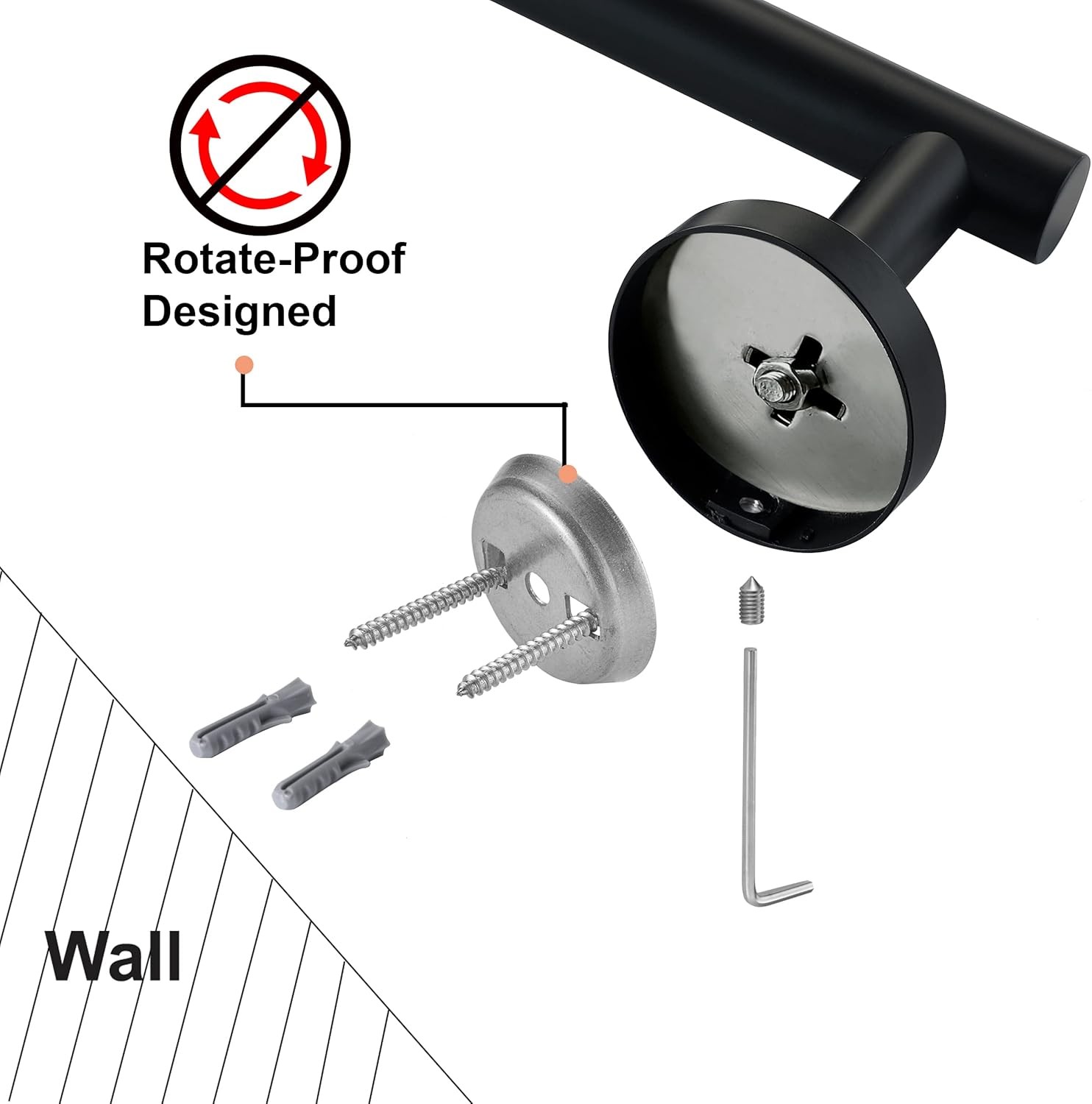 Hand Towel Holder for Bathroom, Matte Black Bar,