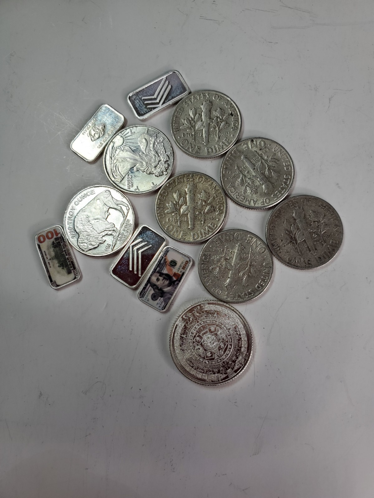 Silver Ingots And Silver Dimes