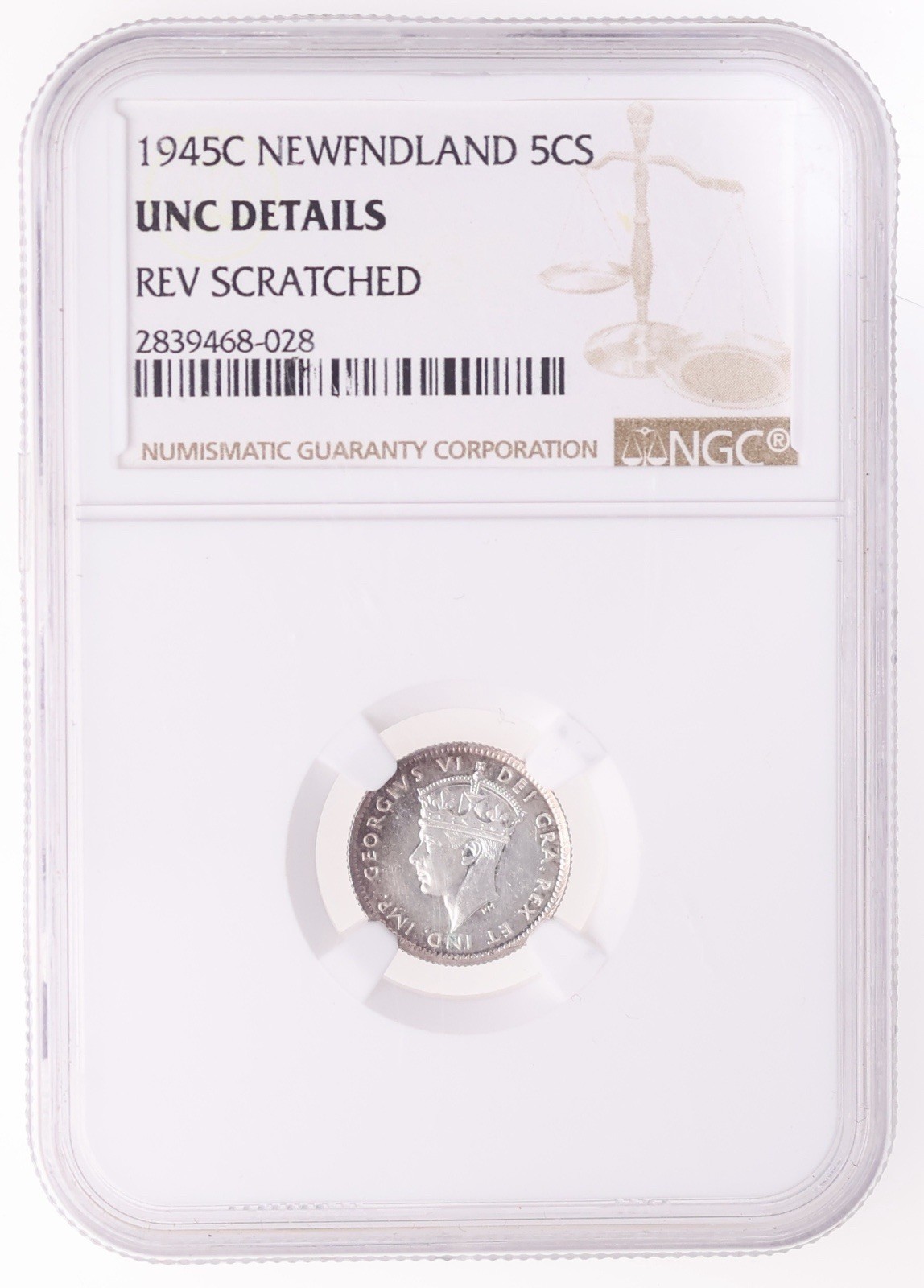 1945C Newfoundland 5 Cents - NGC UNC Details - 2839468-028