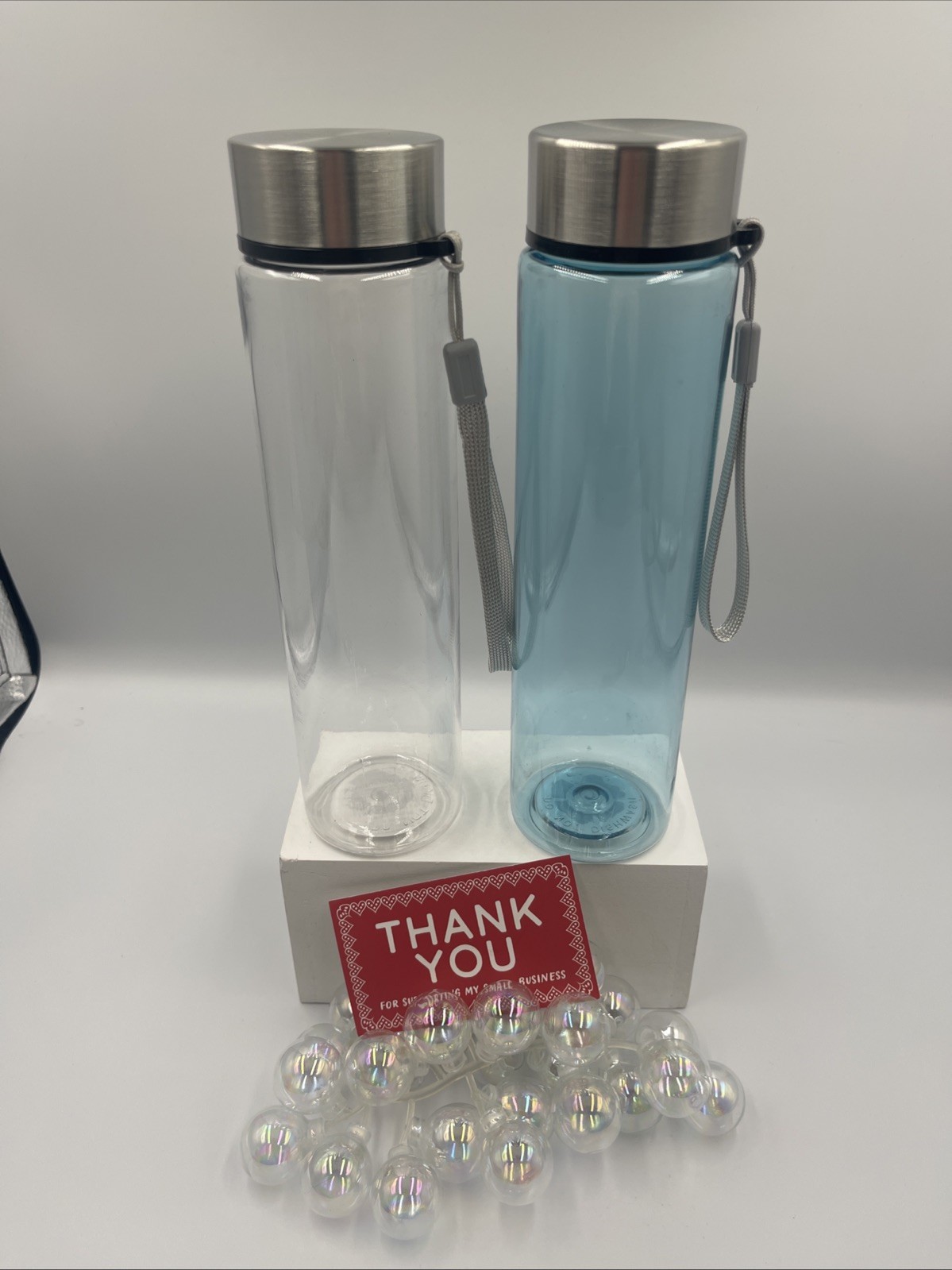 Mainstay Plastic 18 Oz Blue & Clear Water Bottle Cold Drinks Only LOT OF 2