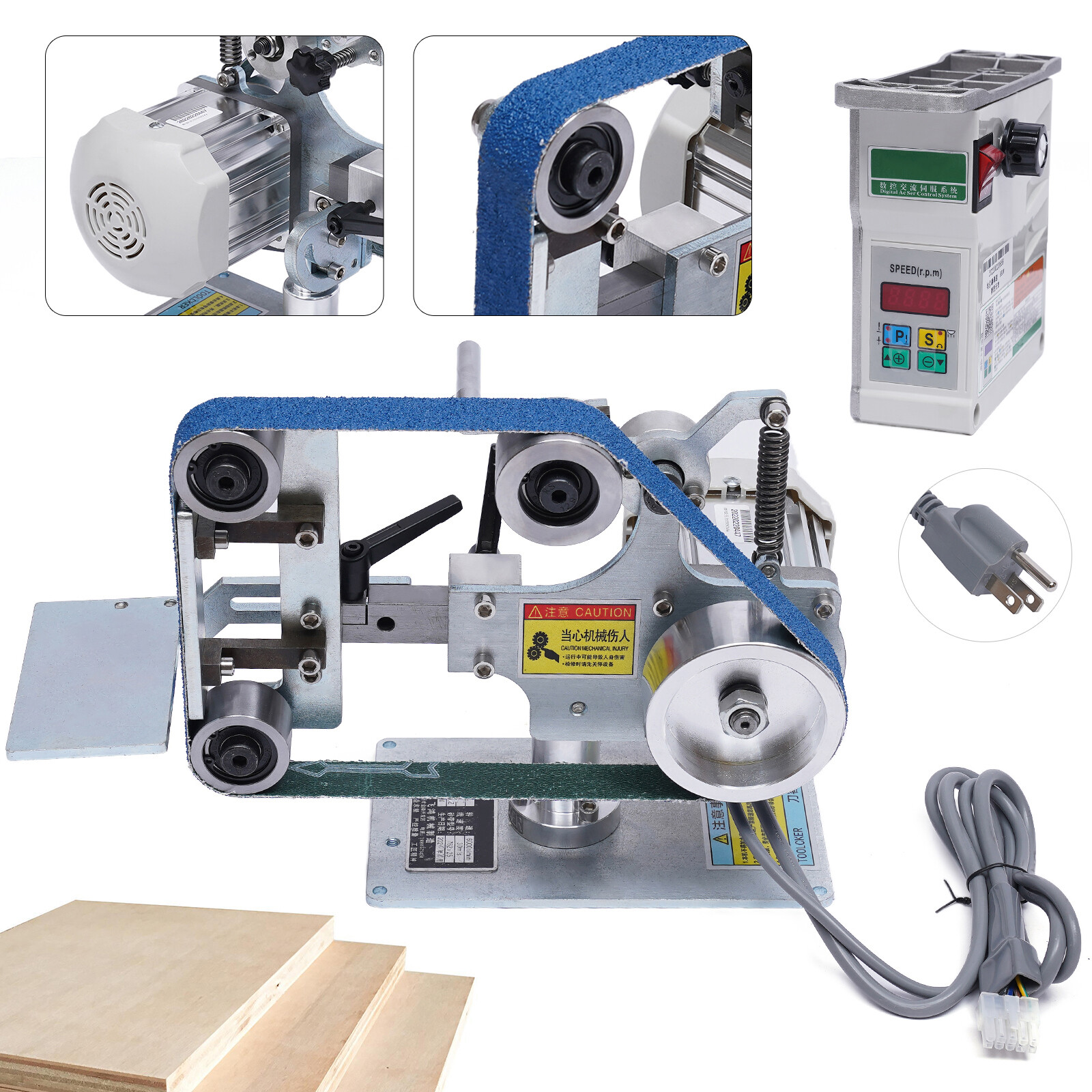 110V 550W 1x30"Belt Sander + Motor Polishing Sharpener Fixed Angle Grinder Tool